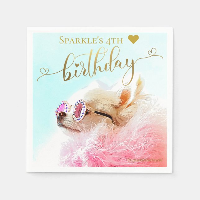 Personalized Custom Photo Puppy Dog Birthday Party Napkin (Front)