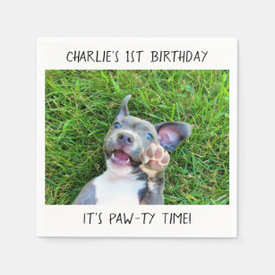 Personalized Custom Photo Puppy Dog Birthday Party Napkin
