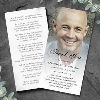Personalized Custom Photo Sympathy Thank You Card