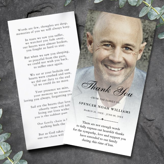 Personalized Custom Photo Sympathy Thank You Card (Sympathy Thank You Photo Card)