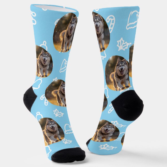 Personalized Custom Photo - Winter Celebration Socks (Angled)