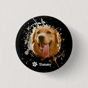 Personalized Custom Photo with Pet Name 1 Inch Round Button