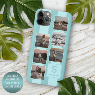 Personalized Custom Photos On Turquoise Aqua Blue iPhone 11 Pro Max Case