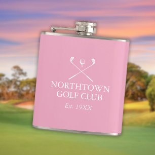 Personalized Custom Pink Golf Club Name Hip Flask