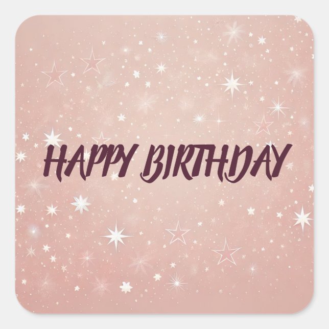 Personalized Custom Pink Happy Birthday Sticker  (Front)