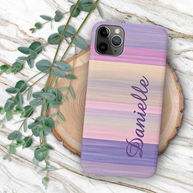 Personalized Custom Pink Purple Stripes Pattern Case-Mate iPhone Case (Creator Uploaded)