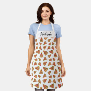 Personalized Custom Pizza Slice Pattern White Apron