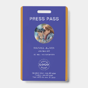 Personalized Custom Press Pass Badge for Events