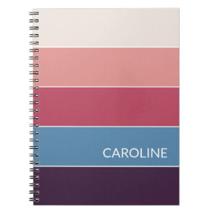 Personalized Custom Purple Blue Blush Pink Stripes Notebook