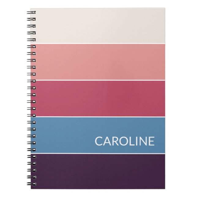 Personalized Custom Purple Blue Blush Pink Stripes Notebook (Front)