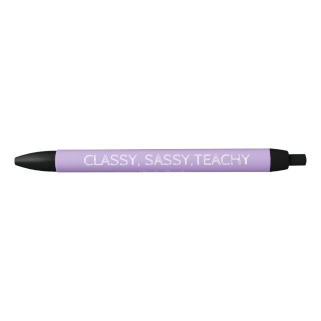 Personalized Custom Purple Teacher Gift Idea Black Ink Pen (Front)