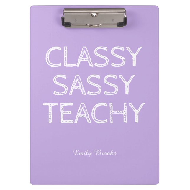 Personalized Custom Purple Teacher Gift Idea Clipboard (Front)