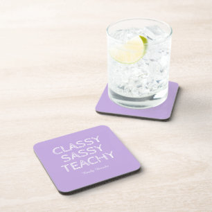 Personalized Custom Purple Teacher Gift Idea Coaster