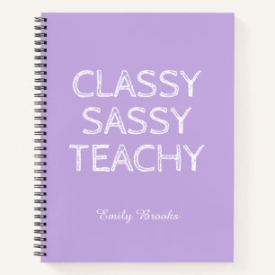 Personalized Custom Purple Teacher Gift Idea Notebook