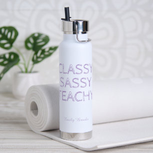Personalized Custom Purple Teacher Gift Idea Water Bottle