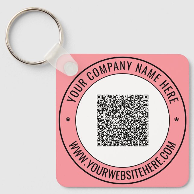 Personalized Custom QR Code Text Business Keychain (Front)