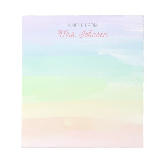 Personalized Custom Rainbow Teacher's Gift Notepad (Front)