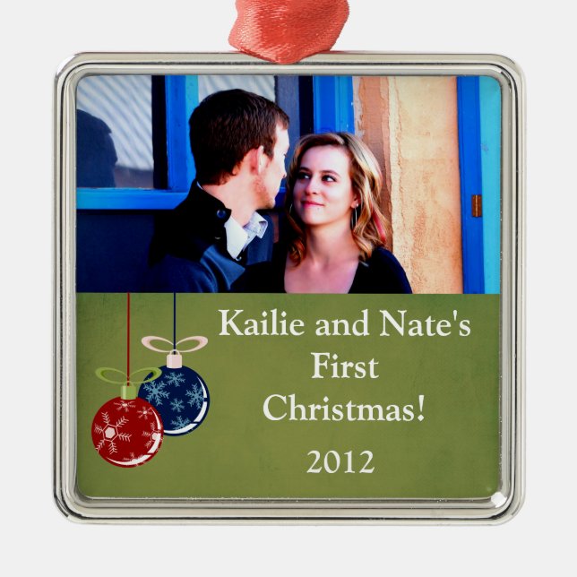 Personalized Custom Red/Blue Hanging Ornaments (Front)