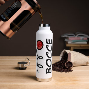 Personalized custom red bocce ball gift water bottle