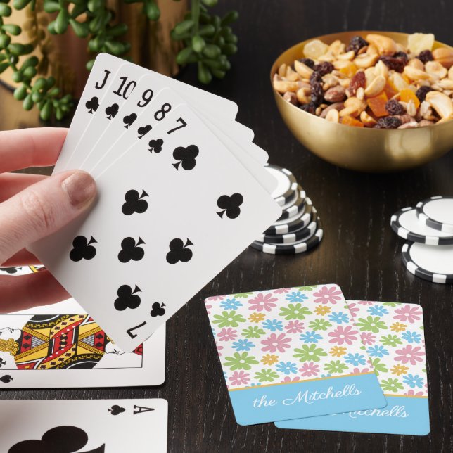 Personalized Custom Retro Flower Art Playing Cards (In Situ)