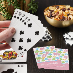 Personalized Custom Retro Flower Art Playing Cards