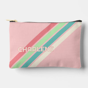 Personalized Custom Retro Striped Makeup Pouch