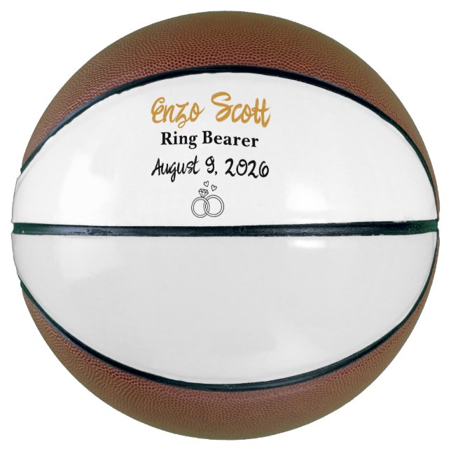 Personalized Custom Ring Bearer, Proposal Gift Basketball (Front)