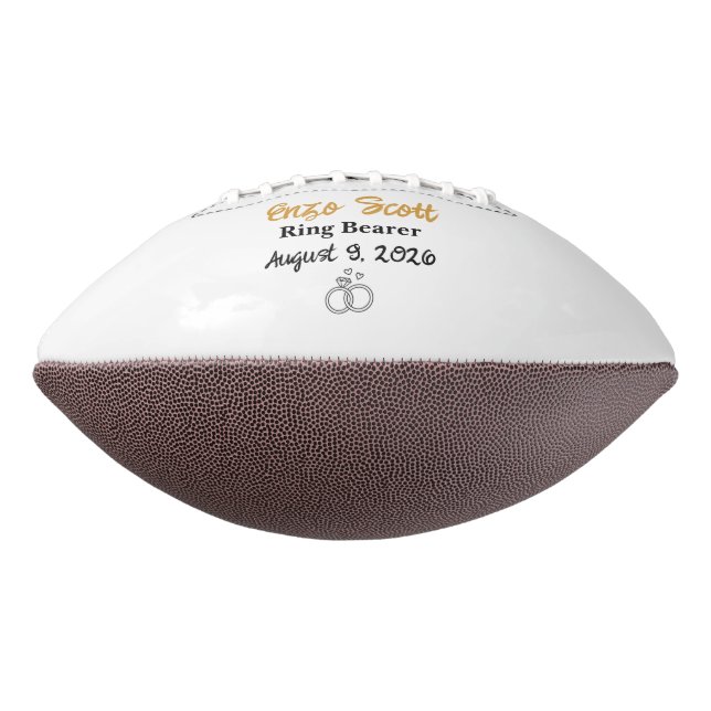 Personalized Custom Ring Bearer, Proposal Gift Football (Rotated 270)