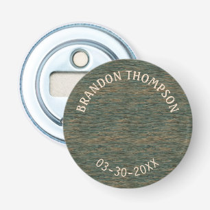 Personalized Custom Rustic Grey Blue Wood Pattern Bottle Opener