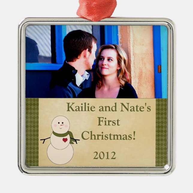Personalized Custom Rustic Snowman  Ornaments (Front)