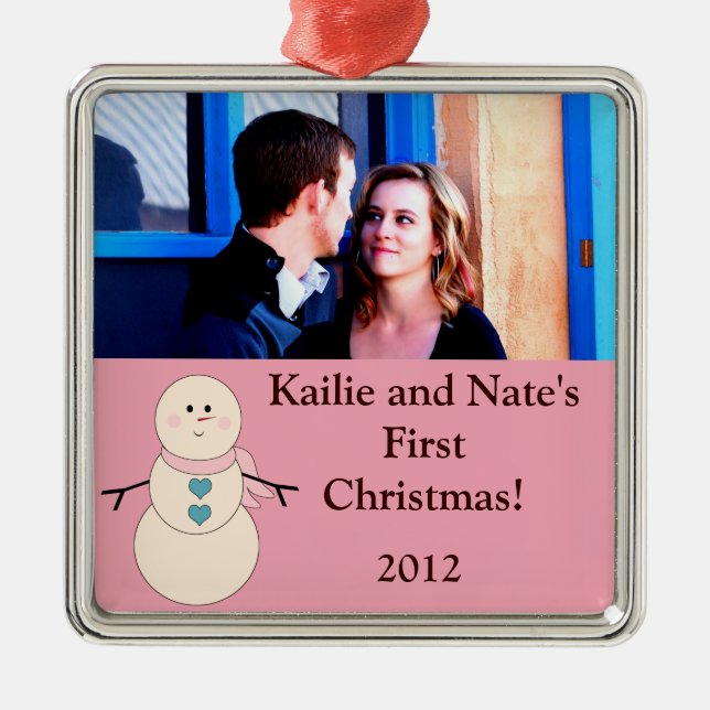 Personalized Custom Rustic Snowman Ornaments (Front)