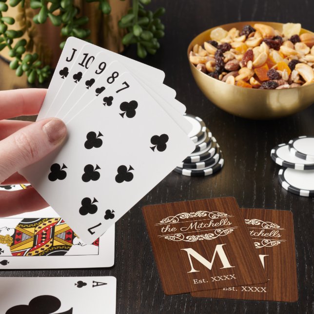 Personalized Custom Rustic Wood Grain Pattern Playing Cards (In Situ)