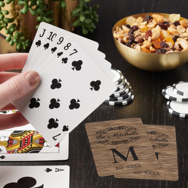 Personalized Custom Rustic Wood Grain Pattern Playing Cards (In Situ)
