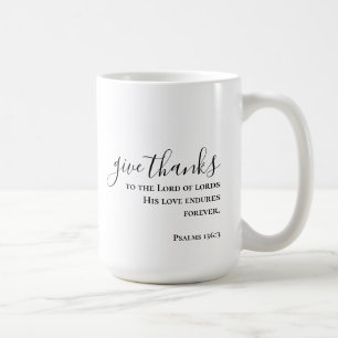 Personalized Custom Script Give Thanks Christian Coffee Mug