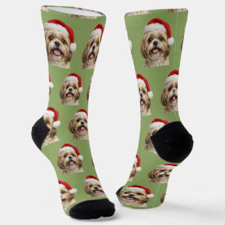 Personalized Custom Shitszu Christmas Socks