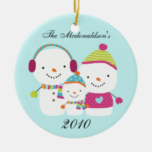 Personalized Custom Snowman Family Ornament