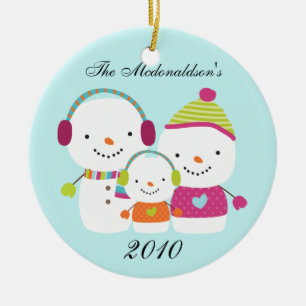 Personalized Custom Snowman Family Ornament