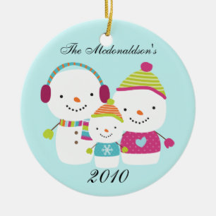 Personalized Custom Snowman Family Ornament