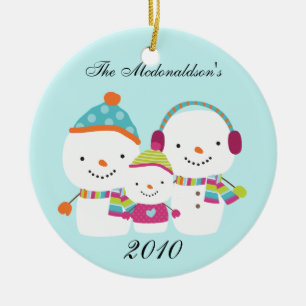 Personalized Custom Snowman Family Ornament