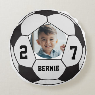 Personalized custom soccer ball player sports team round pillow