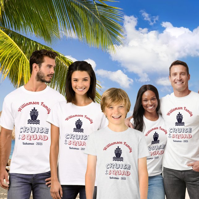 Personalized Custom Squad Family Reunion Cruise  T-Shirt (Cruise Family Reunion Shirts for the whole Cruise Squad. With your family or personal name. Colorful)