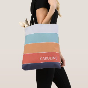 Personalized Custom Striped Shopping Tote Bag