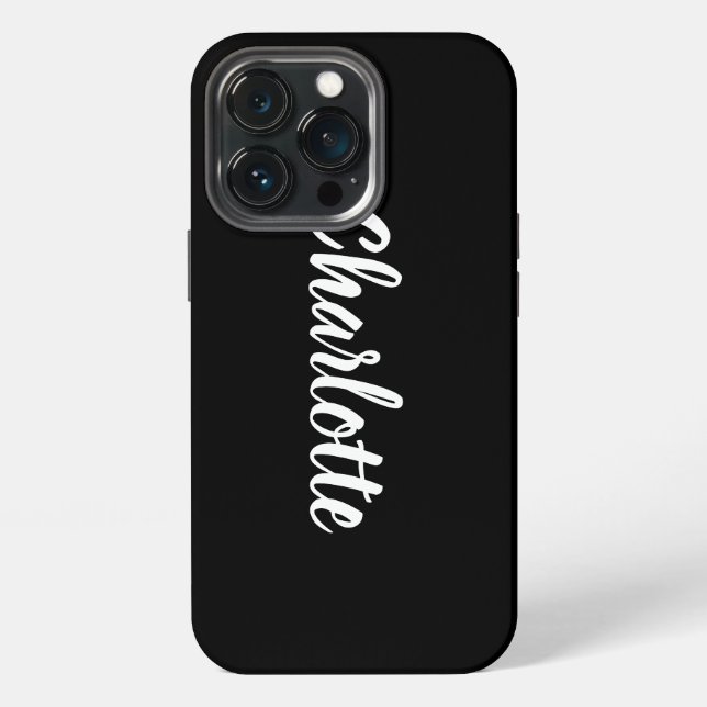 Personalized custom stylish script name black iPhone case (Back)