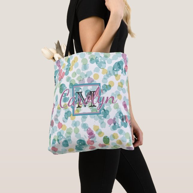 Personalized Custom Summer Polkadots Pattern Tote Bag (Close Up)