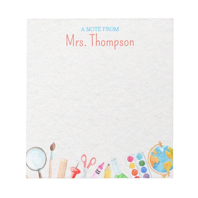Personalized Custom Teacher's Notepad (Front)