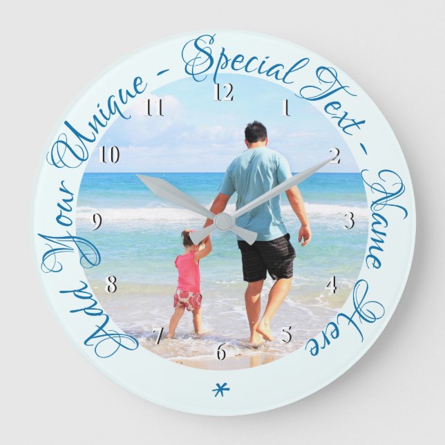 Personalized Custom Text and Your Photo Clock (Front)