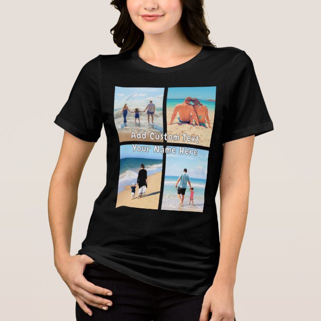 Personalized Custom Text and Your Photo Collage Tri-Blend Shirt (Front)
