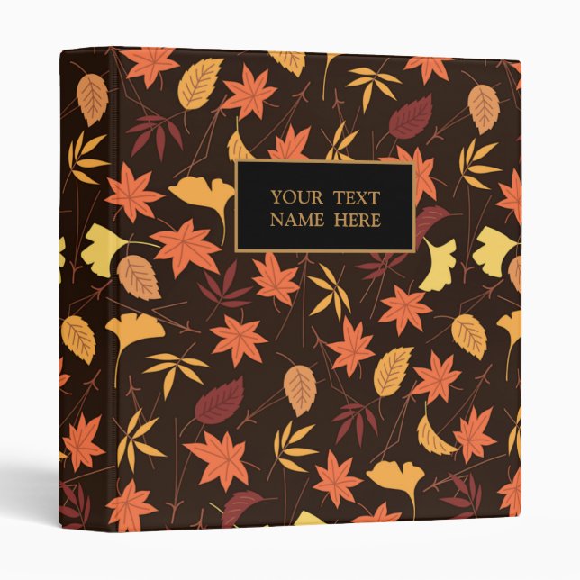 Personalized Custom Text Binder with Autumn Leaves (Front/Spine)