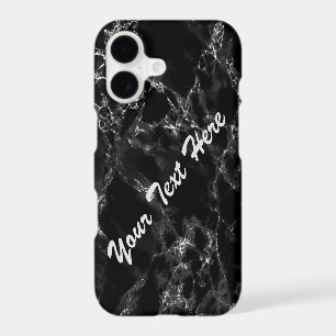 Personalized Custom Text Black Marble iPhone Case