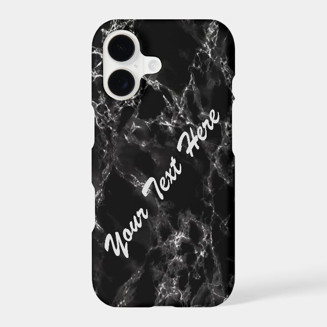 Personalized Custom Text Black Marble iPhone Case (Back)
